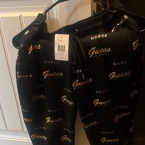 Guess Black Sweatpants with Gold Logo Pattern